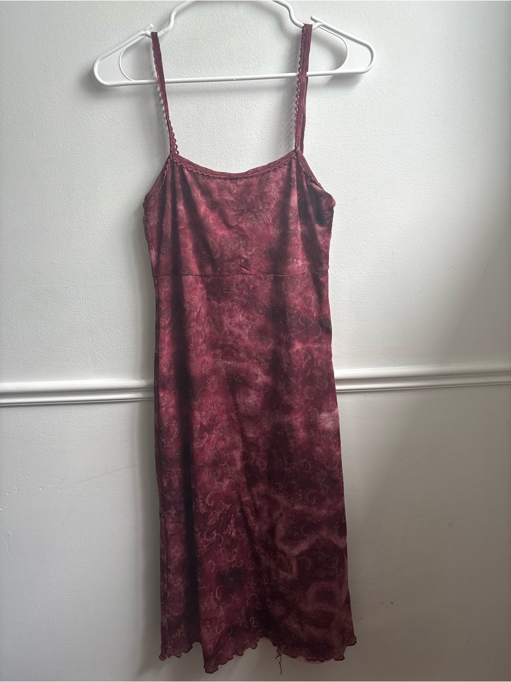 Elegant Burgundy Midi Slip Dress - Sleeveless